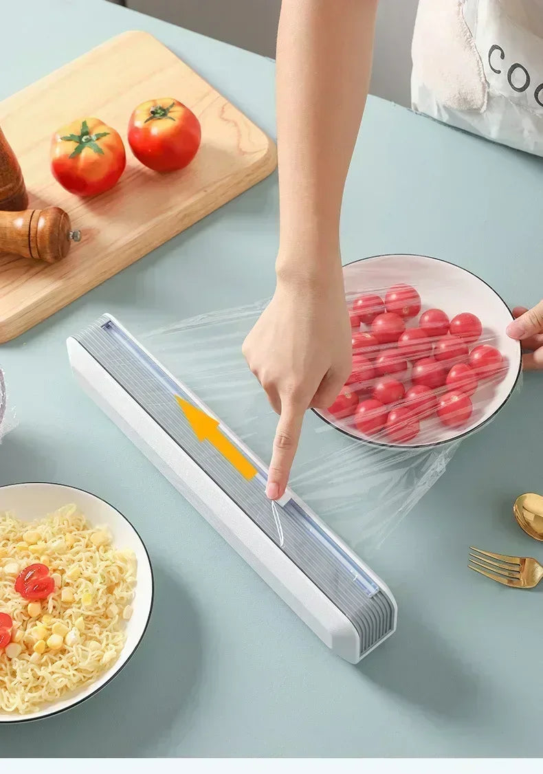 Kitchen Household Plastic Wrap Dispensers Magnetic Cling Film Cutter Storage Box Aluminum Foil Stretch Cutter Accessories