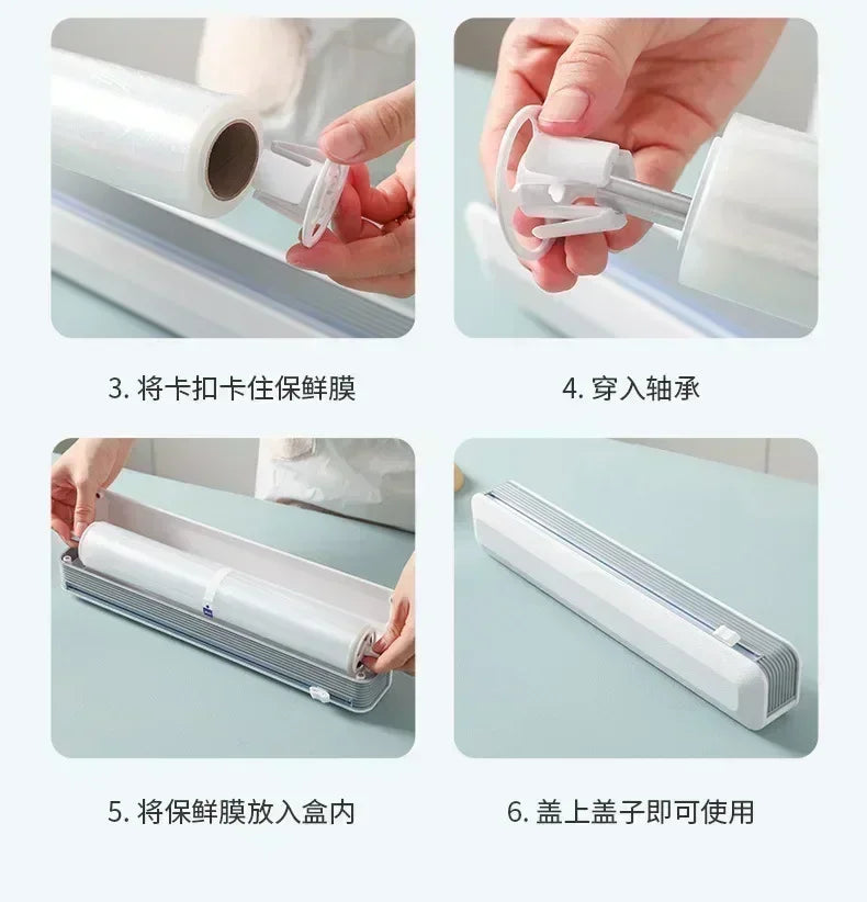 Kitchen Household Plastic Wrap Dispensers Magnetic Cling Film Cutter Storage Box Aluminum Foil Stretch Cutter Accessories