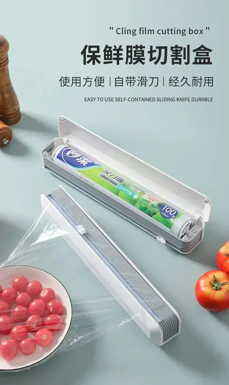 Kitchen Household Plastic Wrap Dispensers Magnetic Cling Film Cutter Storage Box Aluminum Foil Stretch Cutter Accessories