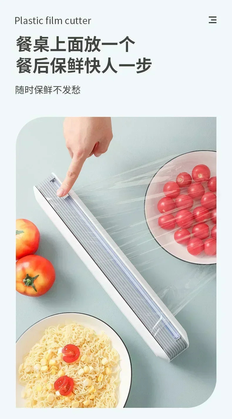 Kitchen Household Plastic Wrap Dispensers Magnetic Cling Film Cutter Storage Box Aluminum Foil Stretch Cutter Accessories